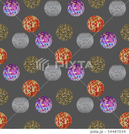 Disco ball discotheque music party night club dance equipment seamless pattern background vector 54487034