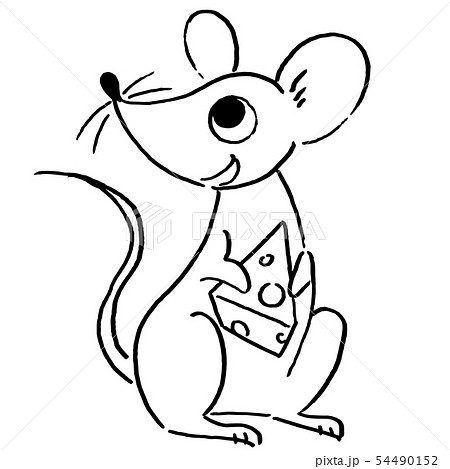 ネズミのイラスト 線画 のイラスト素材