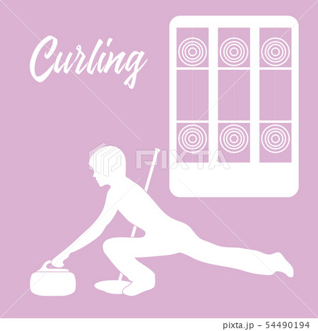 Playground for curling, broom, stone and athlete Playground for curling, broom, stone and athlete 54490194