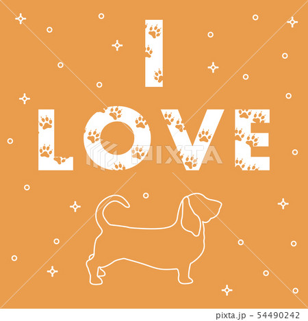 Dog and and the inscription I Love with traces Dog and and the inscription I Love with traces 54490242