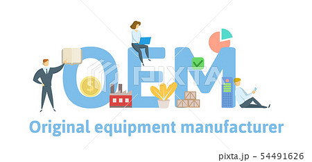 OEM, Original Equipment Manufacturing. Concept with keywords, people and icons. Flat vector OEM, Original Equipment Manufacturing. Concept with keywords, people and icons. Flat vector 54491626