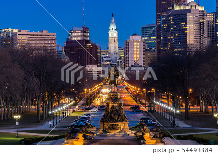 Philladelphia City Hall Night 54493384