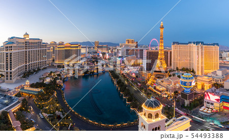 aerial Las Vegas at night 54493388