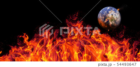 Apocalypse panorama, the earth destroyed by exploding sun . End of The Time. Science fiction art 54493647