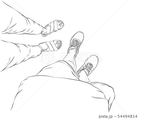 Hand Drawn women and men stand in the top view. Hand Drawn women and men stand in the top view. 54494814