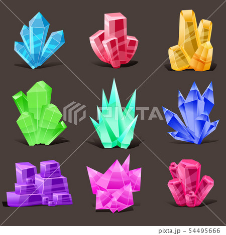 Crystal set. Different shapes and colors. Crystal stone or precious stone. Precious stone Magic Crystal set. Different shapes and colors. Crystal stone or precious stone. Precious stone Magic 54495666
