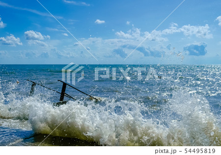 Splashing wave on the Black sea. Splashing wave on the Black sea. 54495819