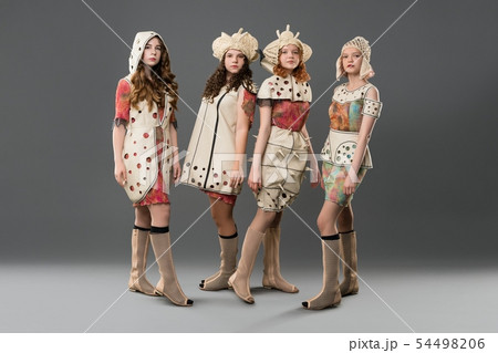 Several girls in colorful dresses portrait Several girls in colorful dresses portrait 54498206