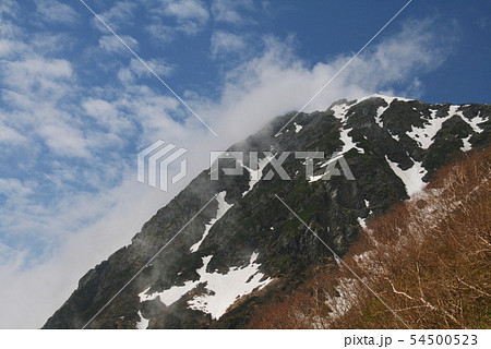 南アルプス　白峰三山テント縦走　白根御池から北岳への登り　北岳バットレスを仰ぎ見る 54500523