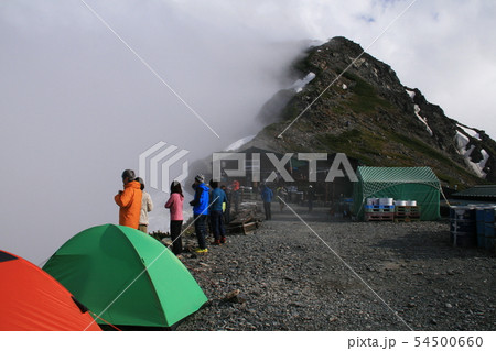 南アルプス　白峰三山テント縦走　北岳肩ノ小屋テント場と北岳 54500660