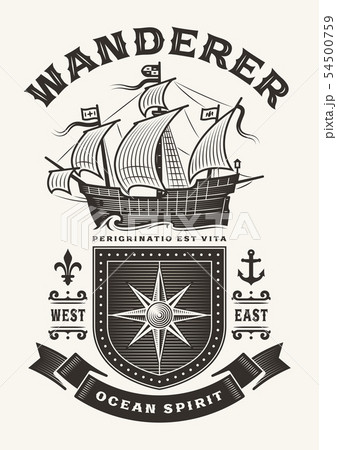 Vintage Nautical Wanderer Typography (One Color) 54500759