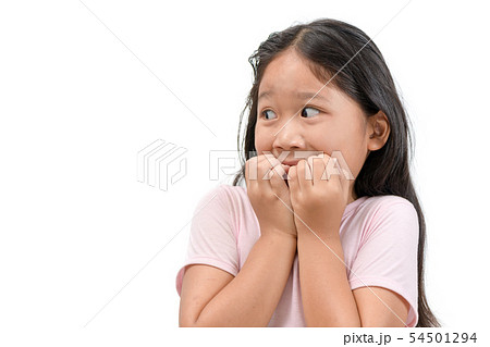 portrait of shocked or scared kid girl isolated portrait of shocked or scared kid girl isolated 54501294