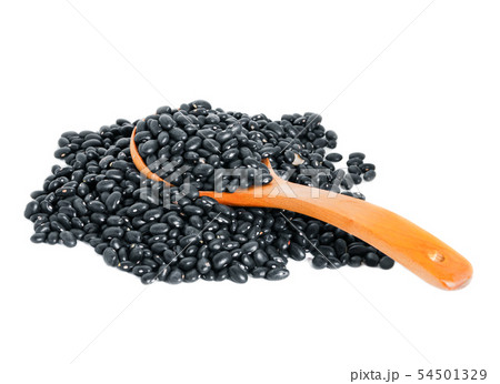 black beans with wooden spoon on white background black beans with wooden spoon on white background 54501329