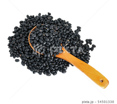 black beans with wooden spoon on white background black beans with wooden spoon on white background 54501330