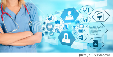 Doctor with Medical Healthcare Graphic in Hospital 54502298