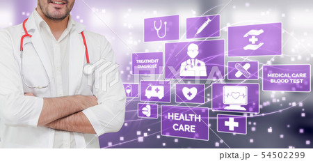 Doctor with Medical Healthcare Graphic in Hospital 54502299