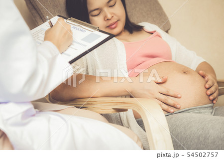 Pregnant Woman and Gynecologist Doctor at Hospital Pregnant Woman and Gynecologist Doctor at Hospital 54502757
