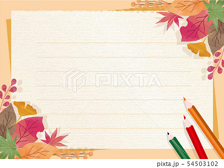 秋のノート風フレームのイラスト素材