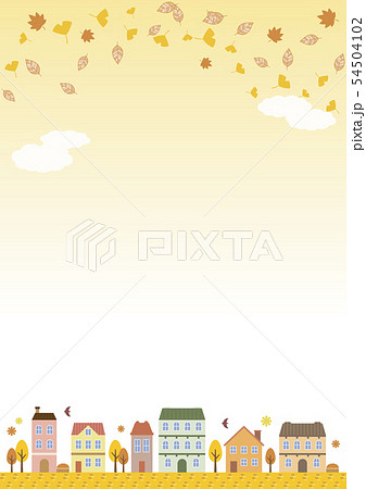 秋の空と町並みの背景イラスト 縦のイラスト素材 54504102 Pixta