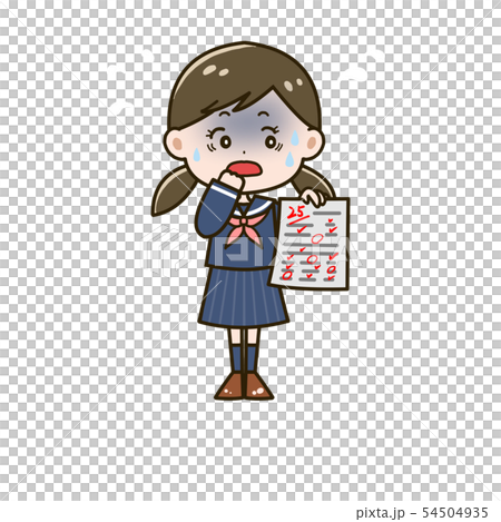 25点　ショックを受ける女の子　ポーズ　イラスト 54504935