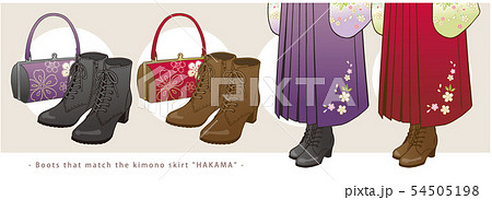 袴に合わせやすいブーツのイラスト素材