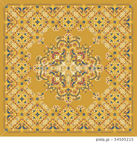 Vector ornament paisley Bandana Print. Silk neck scarf or kerchief square pattern design style, best Vector ornament paisley Bandana Print. Silk neck scarf or kerchief square pattern design style, best 54505215