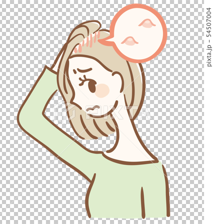頭皮にニキビができた女性のイラスト 54507004
