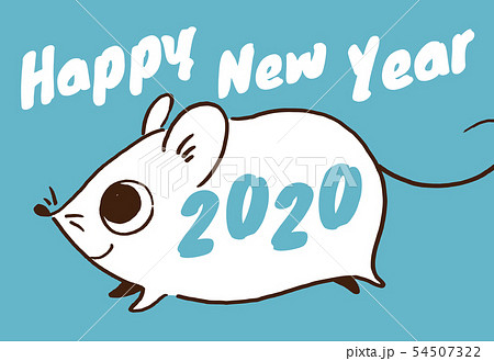 2020年　子年　年賀状　ターコイズ 54507322