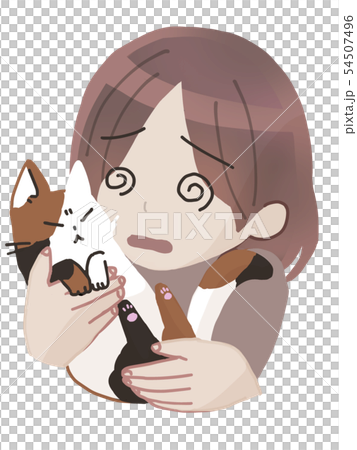 猫と女性困った 54507496