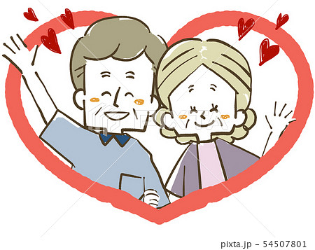 仲良し夫婦-シニア-ハート 54507801