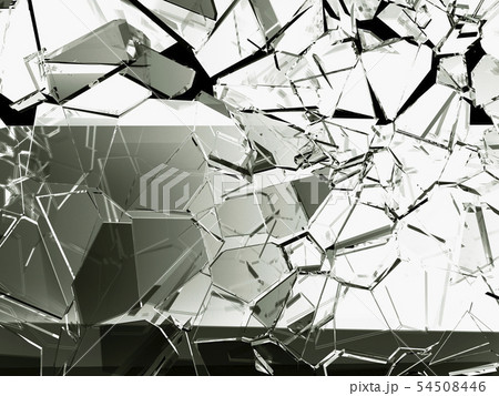 Pieces of glass broken or cracked on black Pieces of glass broken or cracked on black 54508446