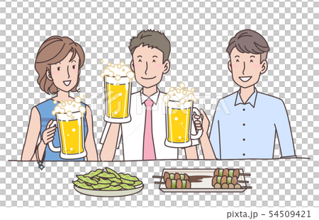 ビールとビジネスマンとolのイラスト素材