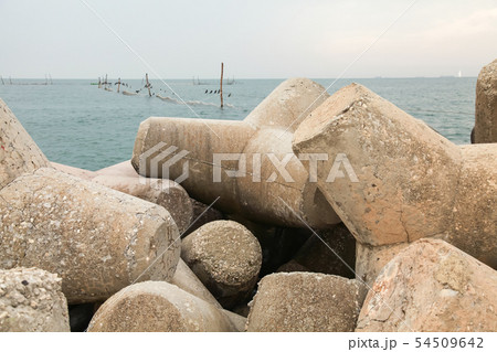 Concrete breakwater, protection wall Concrete breakwater, protection wall 54509642