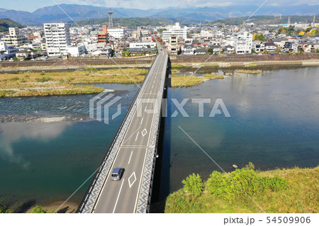 人吉市街地への道の空撮 54509906