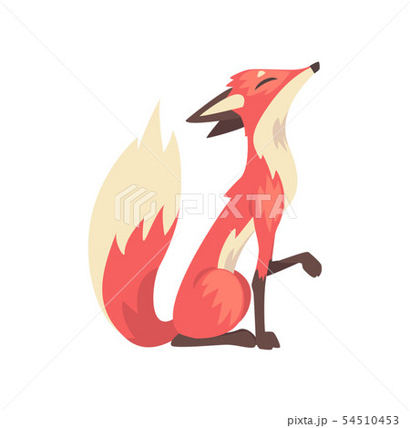 Cunning Red Fox Character Sitting, Side View Cartoon Vector Illustration 54510453