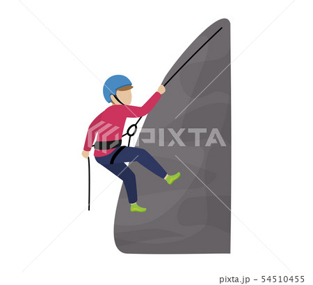 Kids climbing vector climber children character climbs rock mountain wall or mountainous cliff 54510455