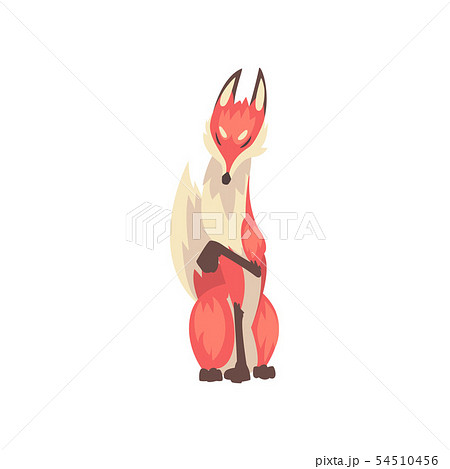 Beautiful Sitting Red Fox Character Cartoon Vector Illustration 54510456