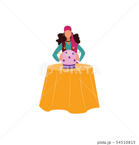 Gypsy or Romani woman telling future the cartoon flat vector illustration isolated. Gypsy or Romani woman telling future the cartoon flat vector illustration isolated. 54510815