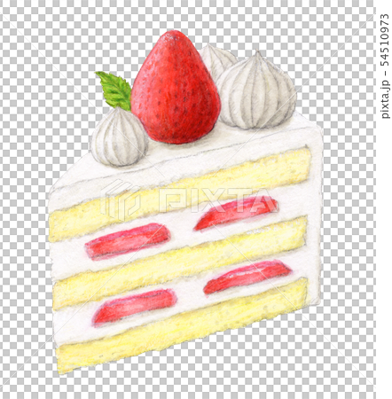 ケーキ イチゴショートケーキ 水彩 手描きのイラスト素材