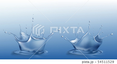 Water splash set in shape of crown with droplets 54511529