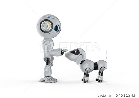 Cute Robot With Dogのイラスト素材