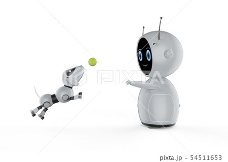 Cute Robot With Dog Robotのイラスト素材