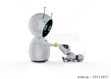 Cute Robot With Dog Robotのイラスト素材