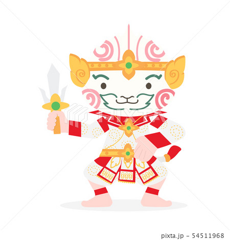 Cute cartoon Hanuman Thai character vector 54511968