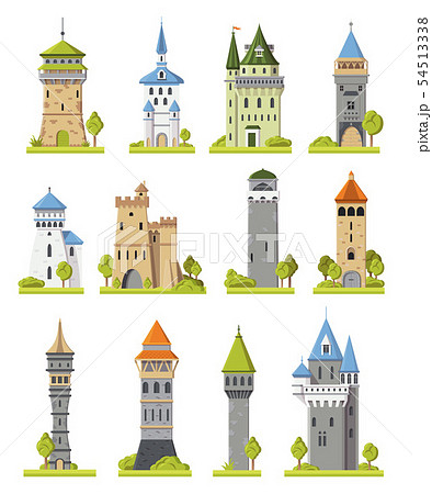Cartoon castle vector fairytale medieval tower... - Stock Illustration  [54513338] - PIXTA