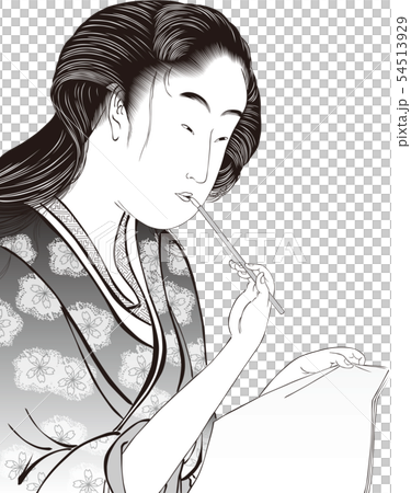 浮世繪女人36黑色和白色 54513929