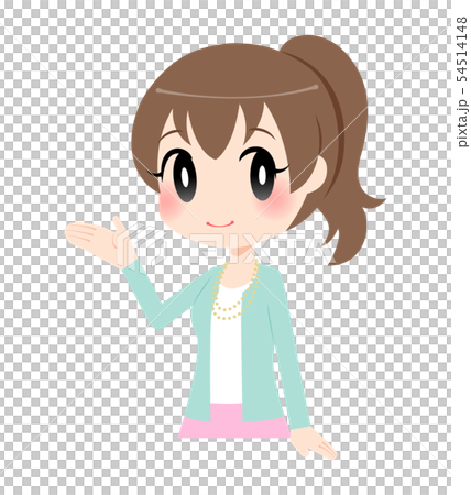 Woman raising her right hand bust up 54514148