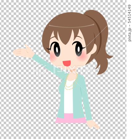 Woman raising her right hand bust up 54514149