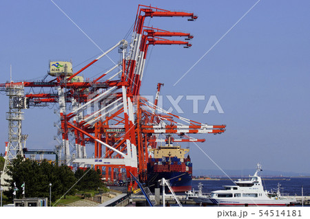 青海コンテナ埠頭のガントリークレーンとコンテナ船 青海コンテナ埠頭のガントリークレーンとコンテナ船 54514181