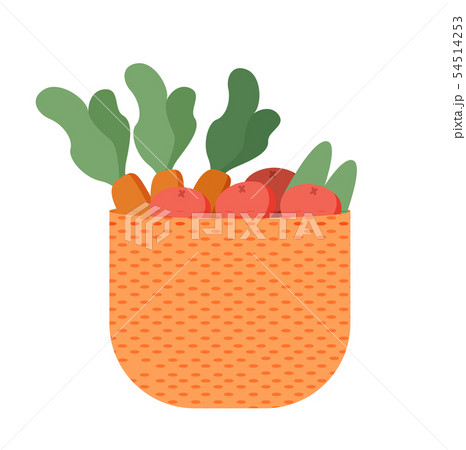 Basket with Farmer Products Isolated Carrot Potato 54514253